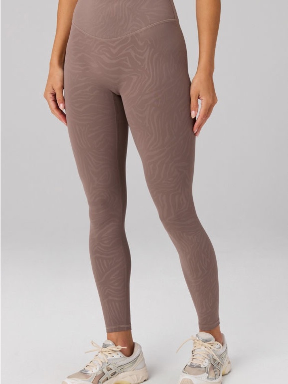 Fabletics High-Waist Leggings in Taupe with Subtle Pattern